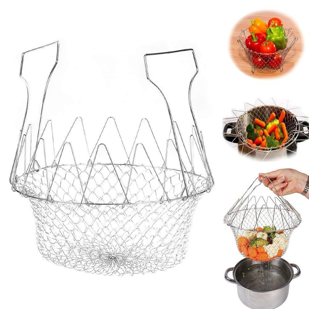 12-in-1 Foldable Stainless Steel Strainer & Cooking Basket