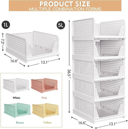 ✨ 4-Pack Stackable Closet Storage Bins – Organize More, Save Space Fast