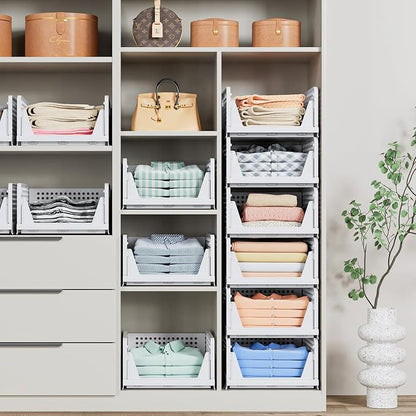 ✨ 4-Pack Stackable Closet Storage Bins – Organize More, Save Space Fast