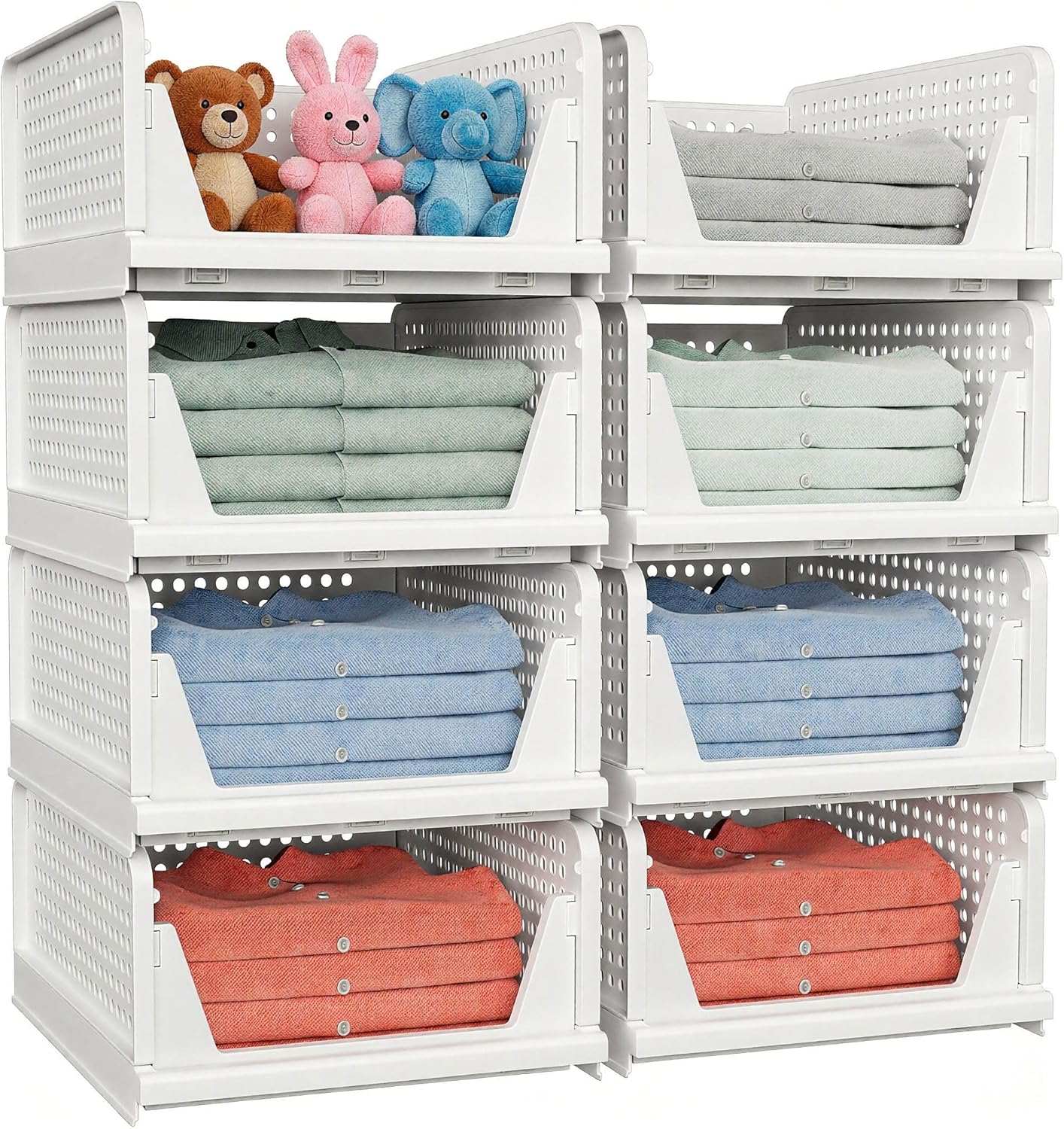 ✨ 4-Pack Stackable Closet Storage Bins – Organize More, Save Space Fast
