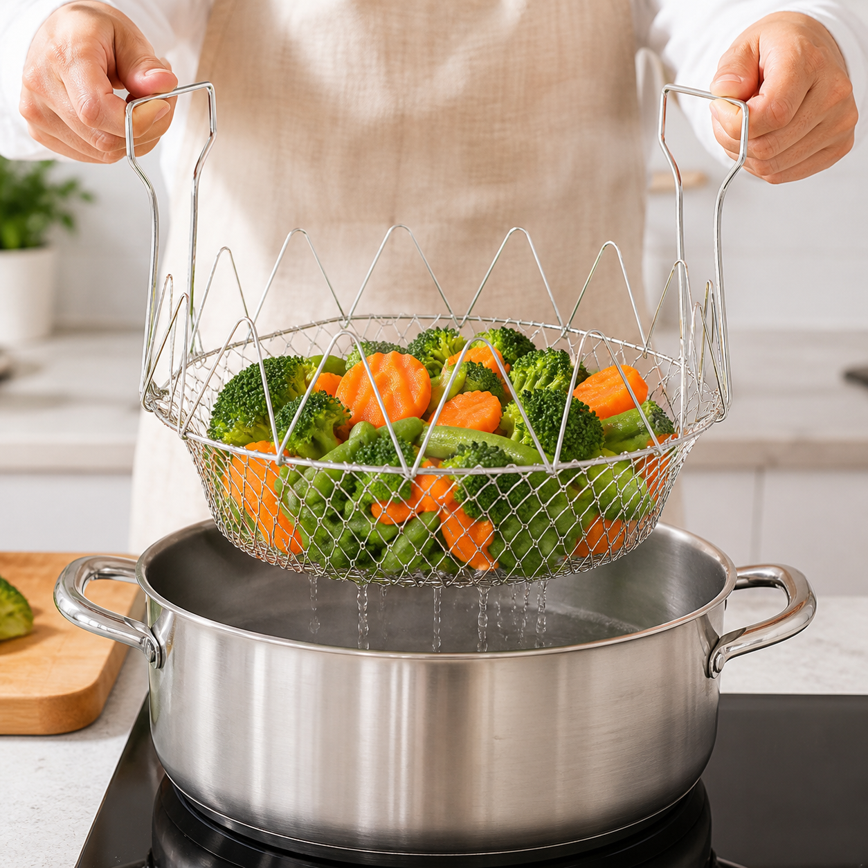 12-in-1 Foldable Stainless Steel Strainer & Cooking Basket